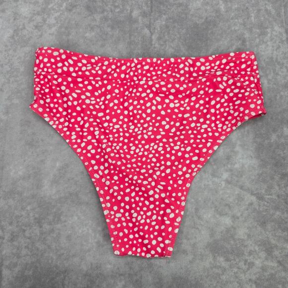 Pink White Polka Dot Cheeky Medium Bikini Bottom Swimwear - Picture 2 of 5